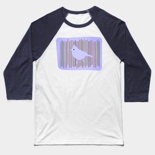 Cute Bird Silhouette Periwinkle Background Baseball T-Shirt